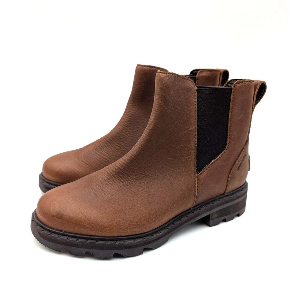 SOREL Lennox Waterproof Chelsea Ankle Boot Women's Brown Leather Size US6 EU37